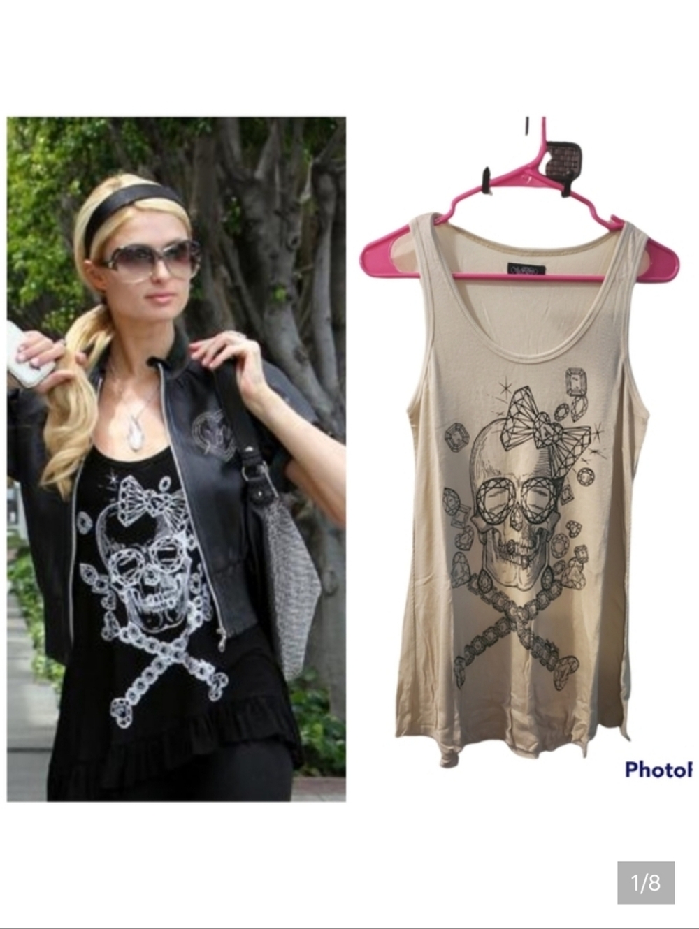 Lauren Moshi Ribbed Jewelery Skull tank